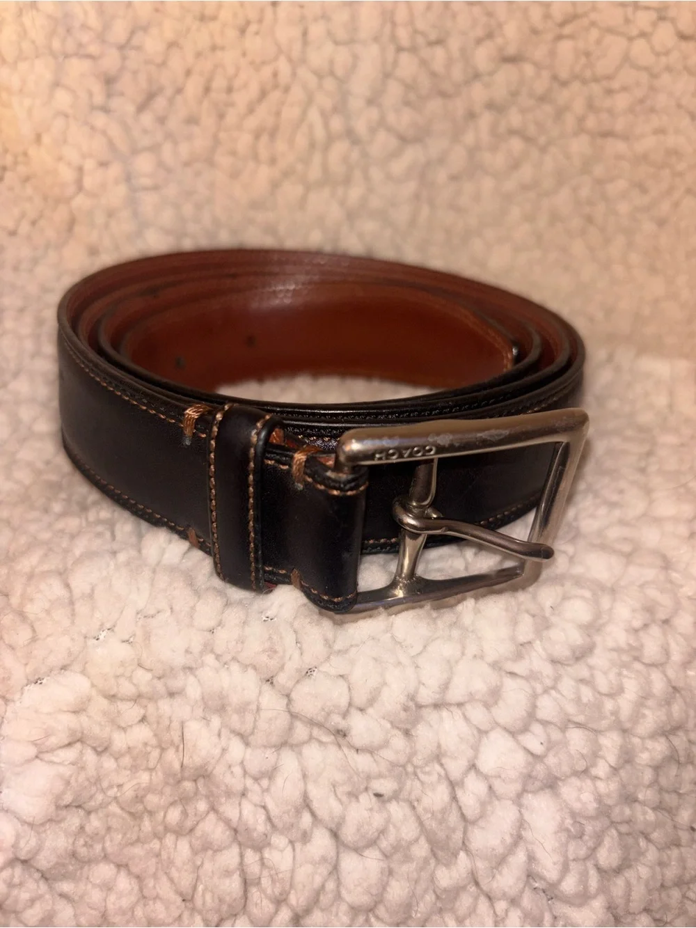 Coach Reversible Black Brown Leather Belt Size 42 105cm